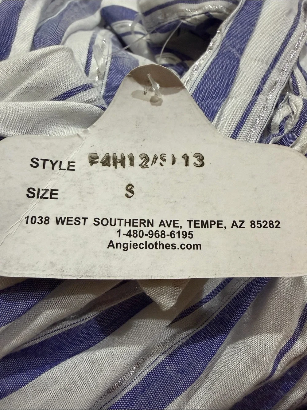 Angie Blue White Striped Tiered Sundress Metallic Lurex Tie Front Boho NWT S - Picture 7 of 9